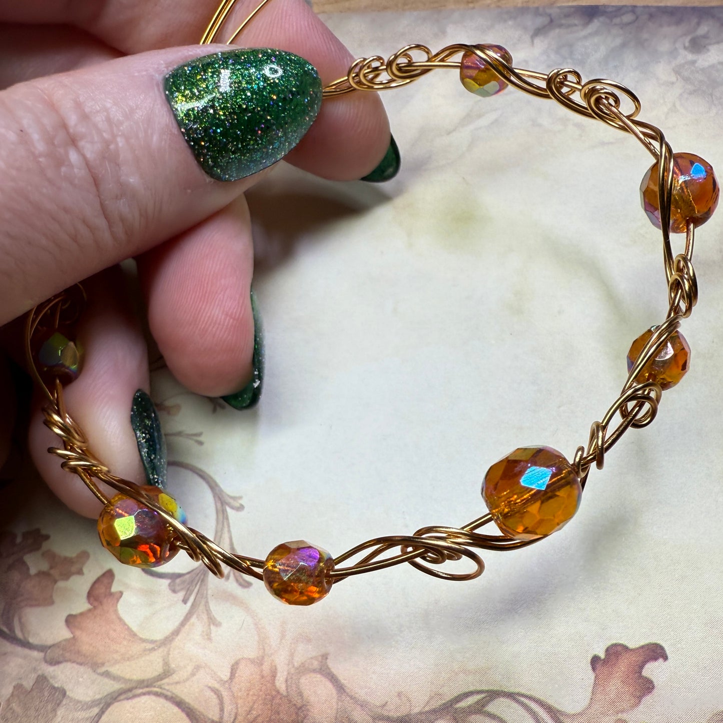 in the waiting woods - vintage orange glass bracelets