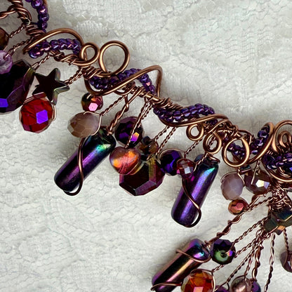 in the waiting woods - red & purple cascade necklace