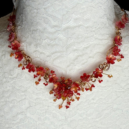 in the waiting woods - red flower necklace