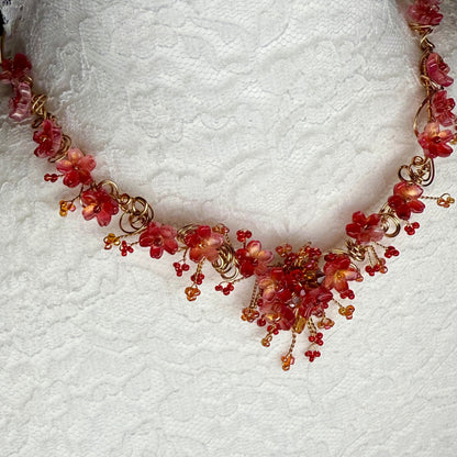 in the waiting woods - red flower necklace