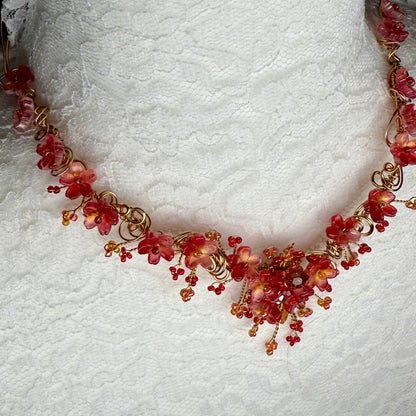 in the waiting woods - red flower necklace
