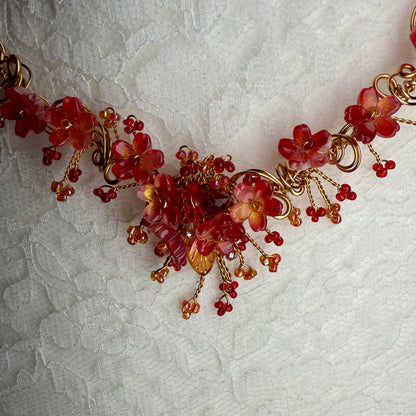 in the waiting woods - red flower necklace