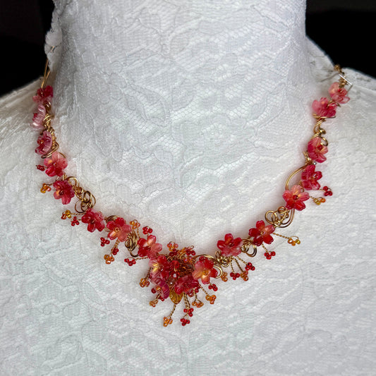 in the waiting woods - red flower necklace