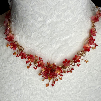in the waiting woods - red flower necklace