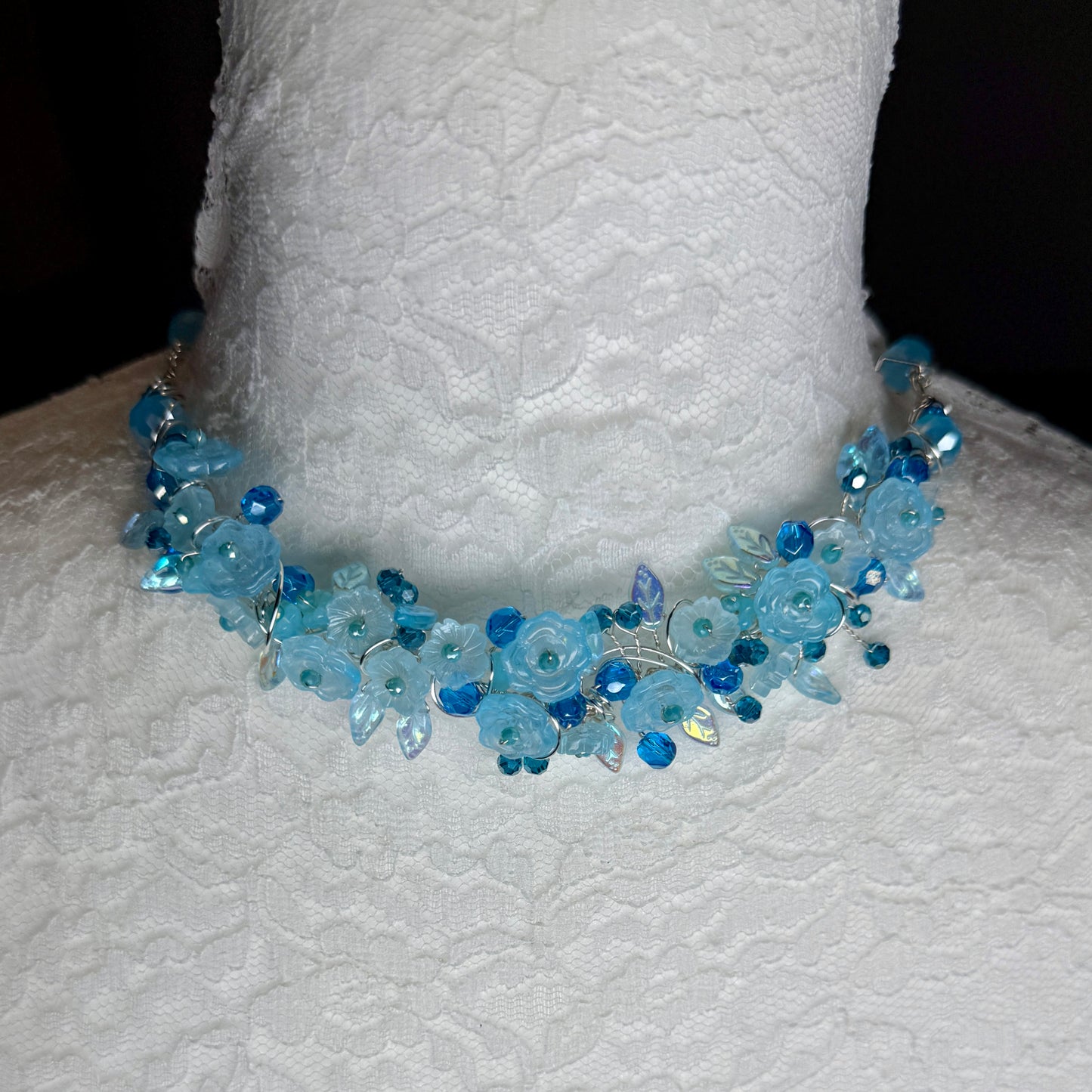 on the turning tide - blue flower necklace