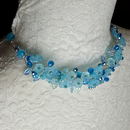 on the turning tide - blue flower necklace