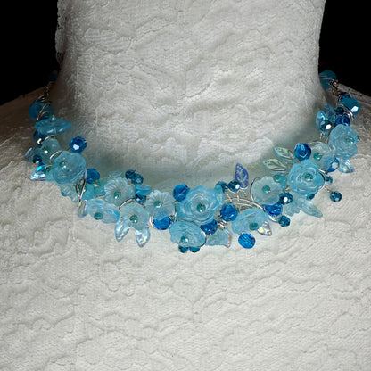 on the turning tide - blue flower necklace