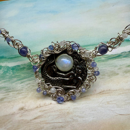 on the turning tide - moonstone mermaid necklace