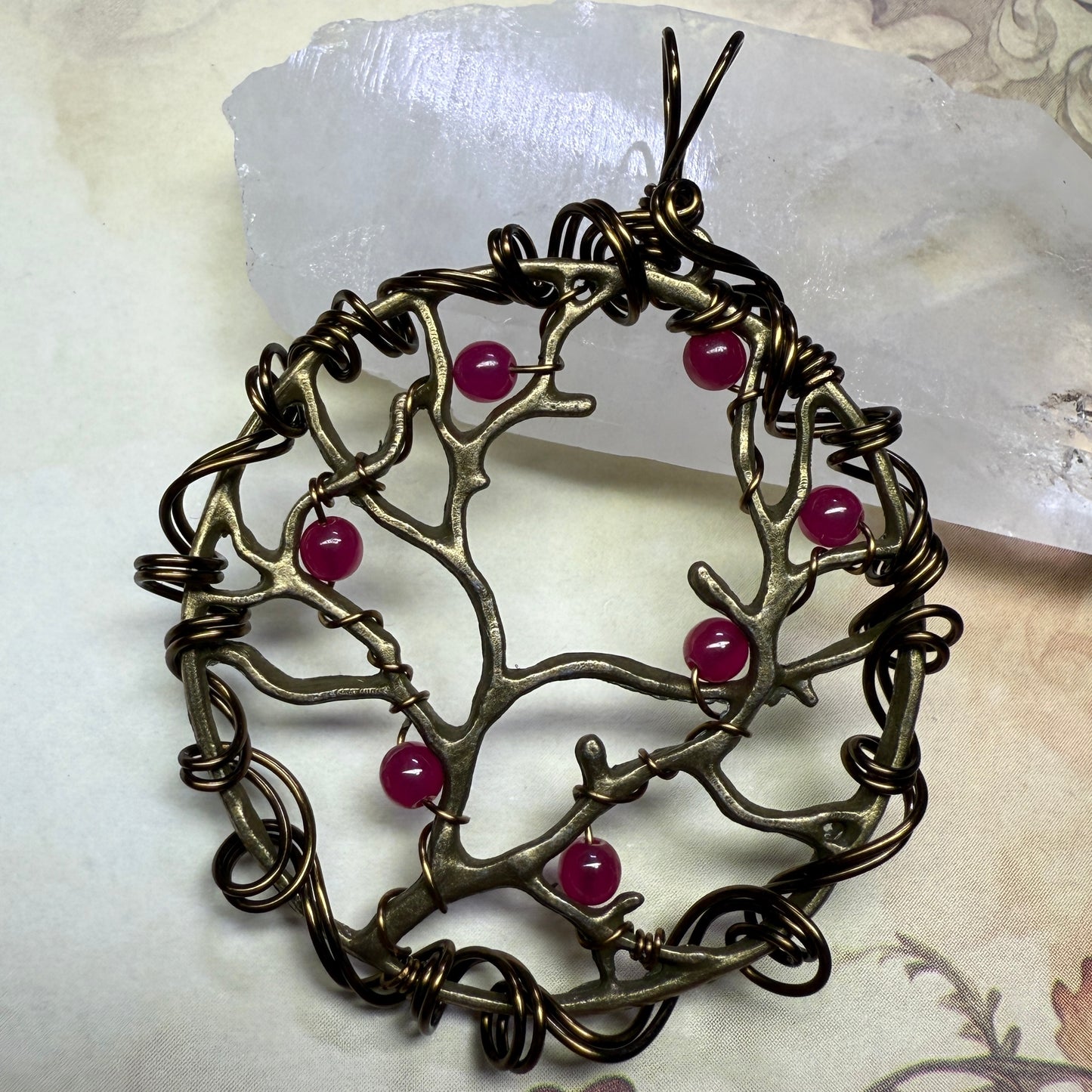 in the waiting woods - ruby barren trees pendant