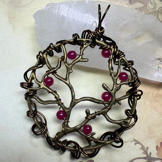 in the waiting woods - ruby barren trees pendant