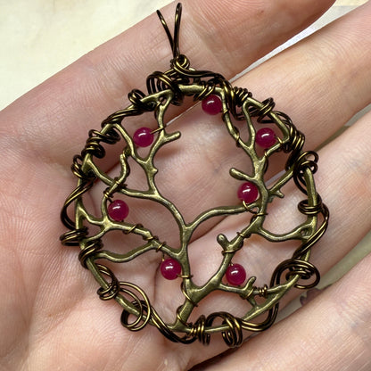 in the waiting woods - ruby barren trees pendant