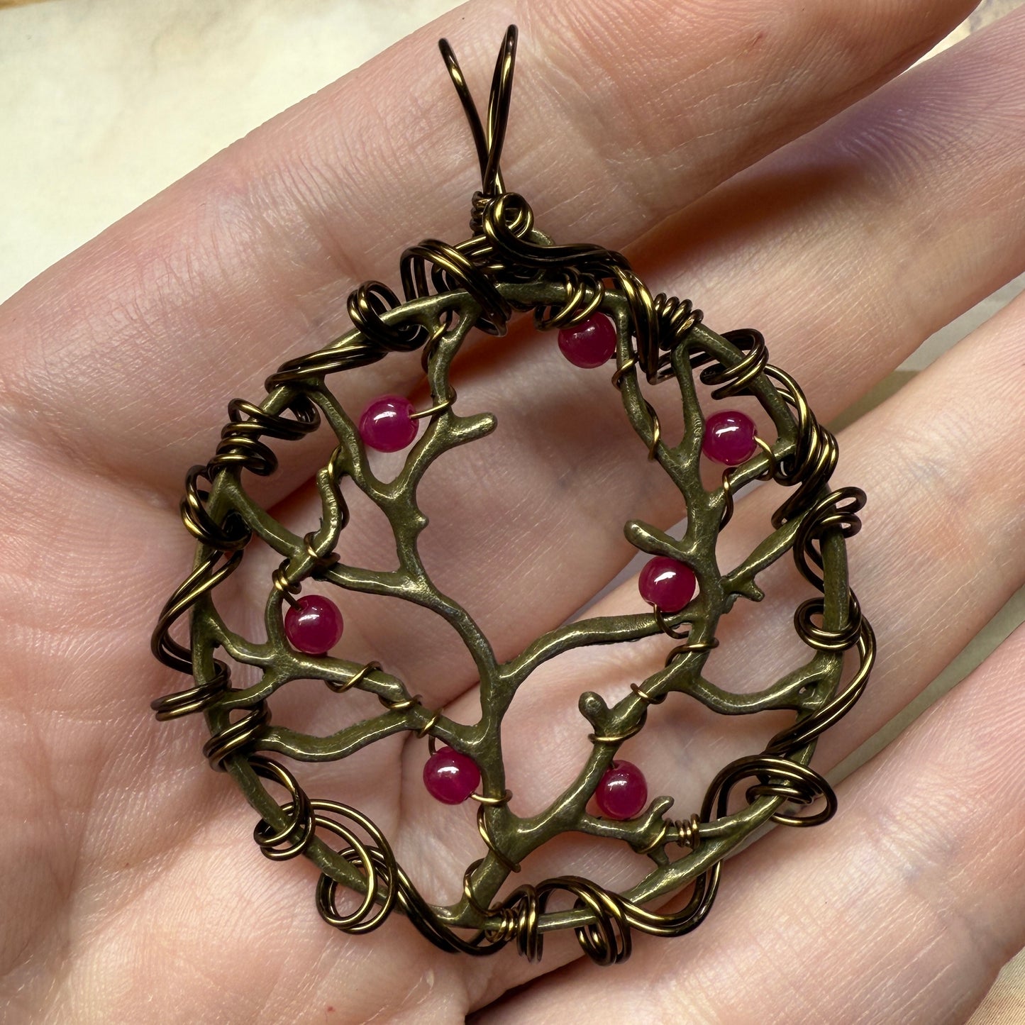 in the waiting woods - ruby barren trees pendant