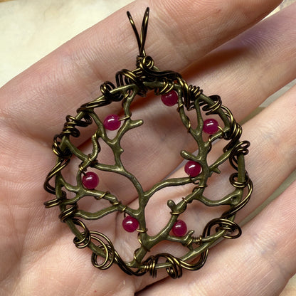 in the waiting woods - ruby barren trees pendant