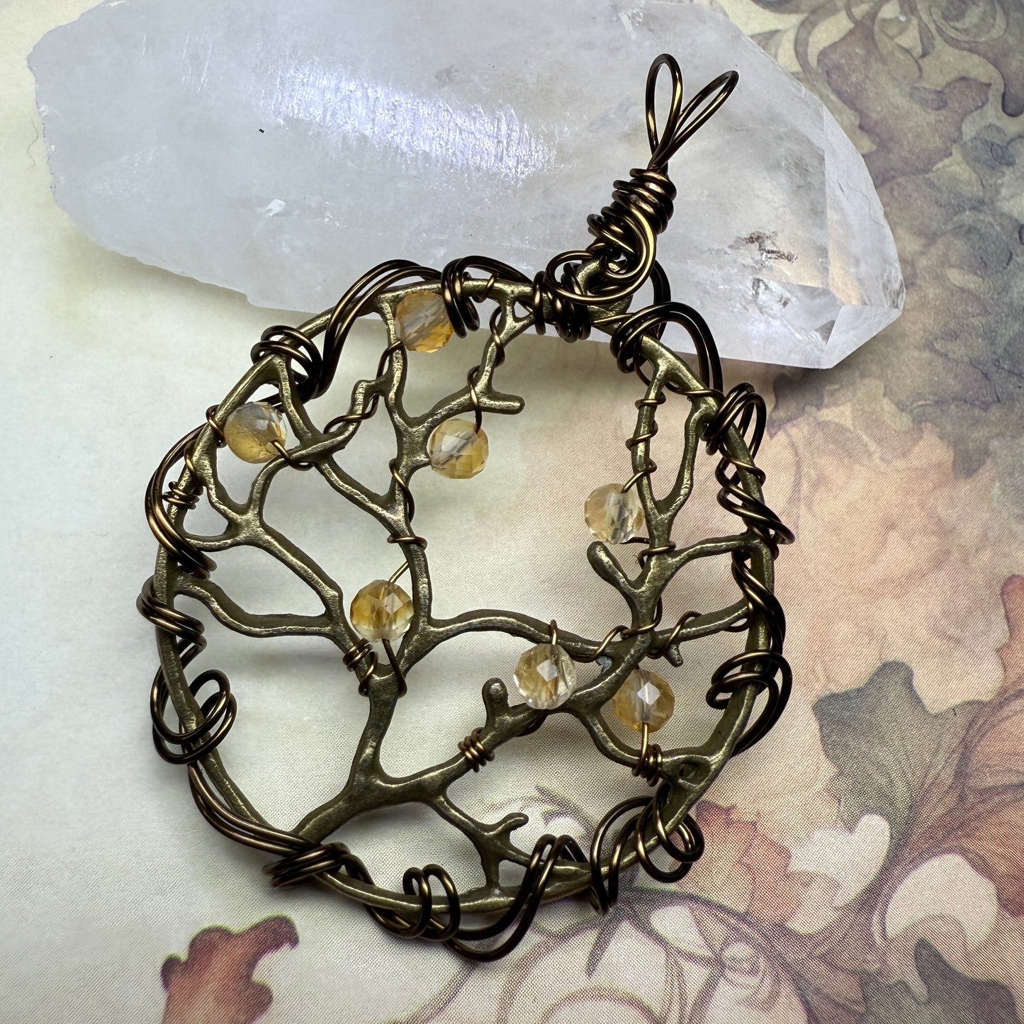 in the waiting woods - citrine barren trees pendant