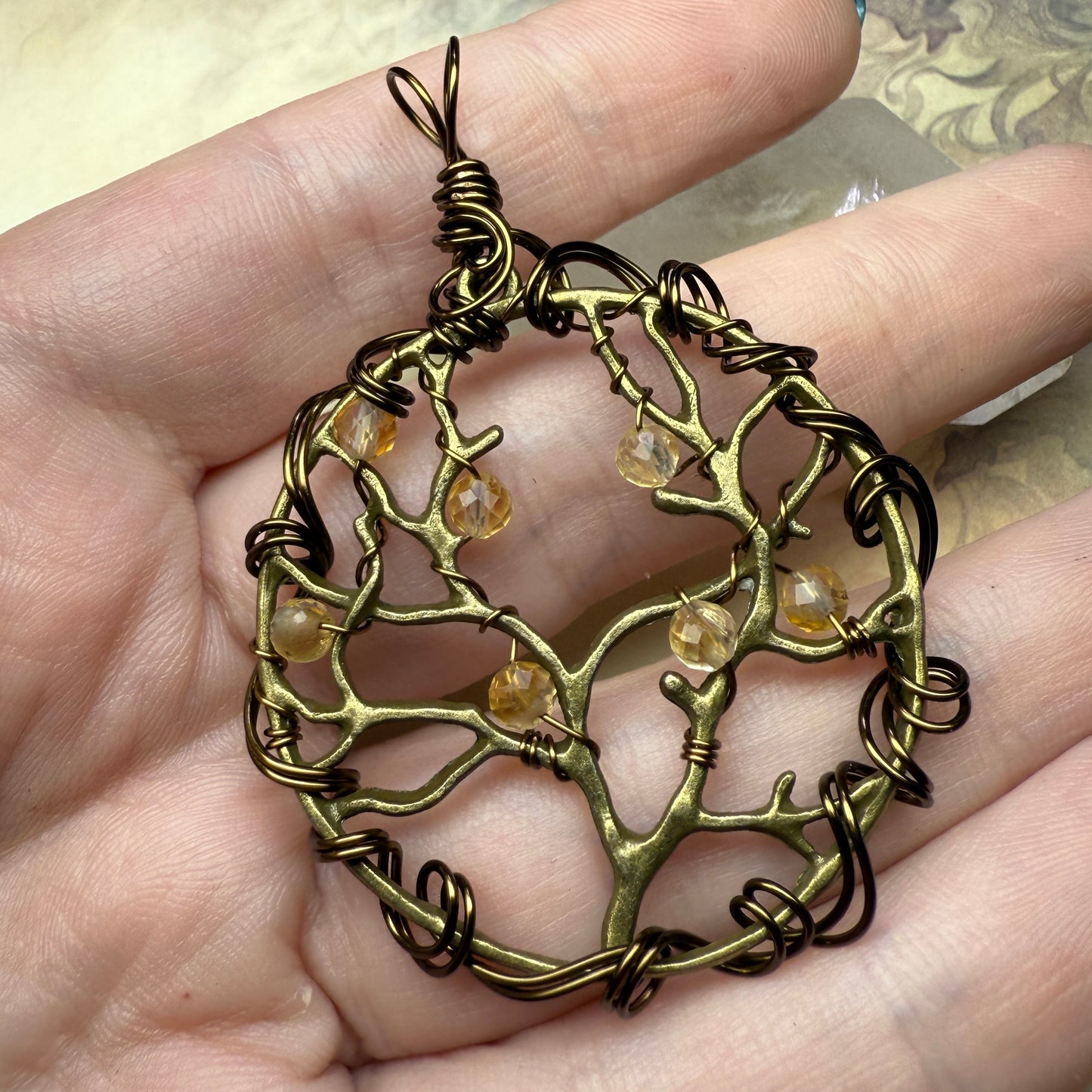 in the waiting woods - citrine barren trees pendant
