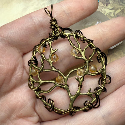 in the waiting woods - citrine barren trees pendant