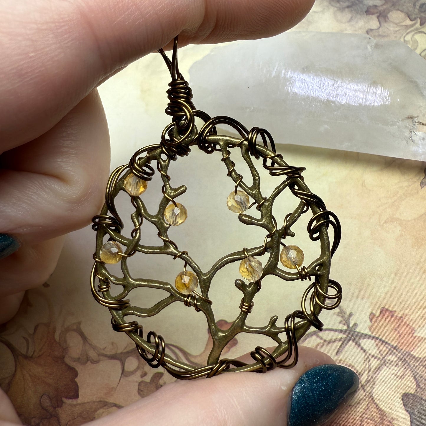 in the waiting woods - citrine barren trees pendant