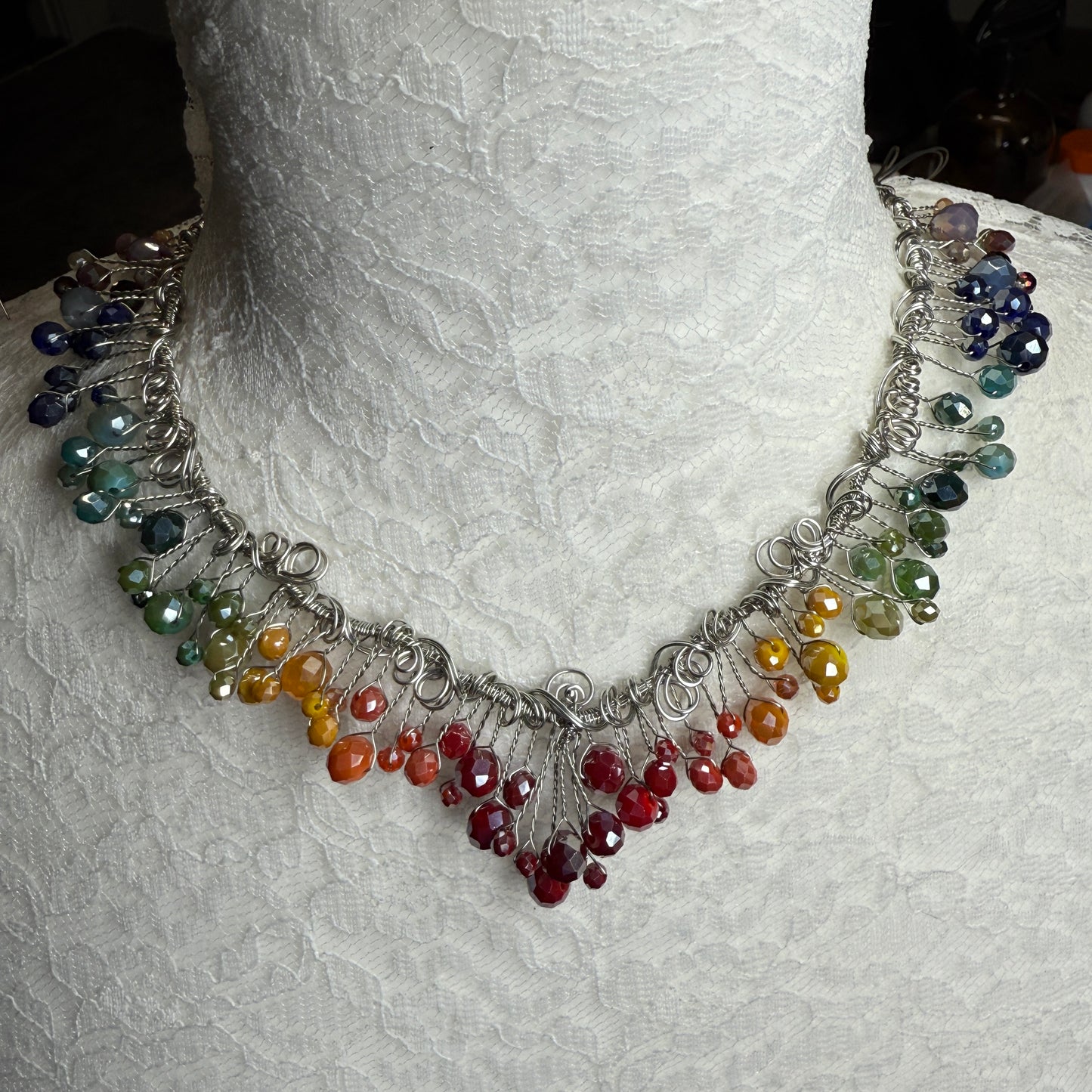 in the waiting woods -  autumn rainbow cascade necklace