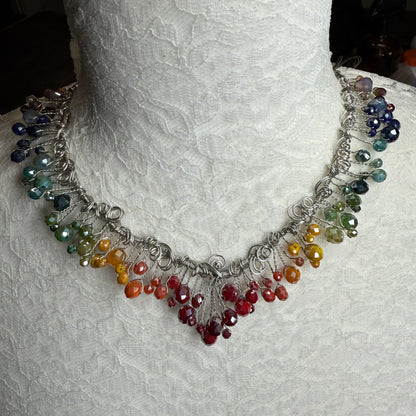 in the waiting woods -  autumn rainbow cascade necklace