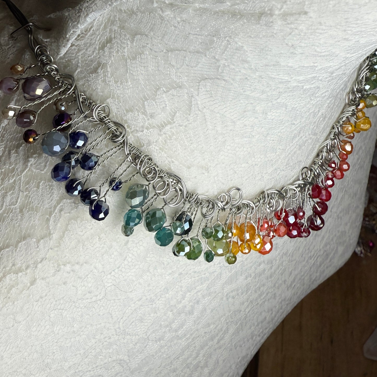 in the waiting woods -  autumn rainbow cascade necklace