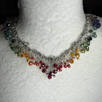 in the waiting woods -  autumn rainbow cascade necklace