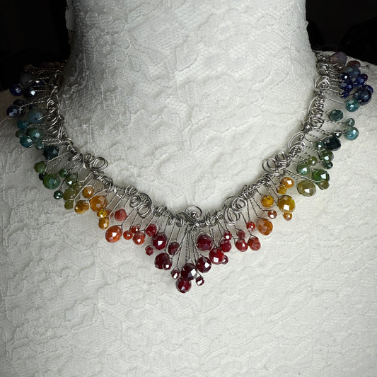 in the waiting woods -  autumn rainbow cascade necklace