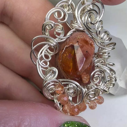 in the waiting woods - fire opal pendant