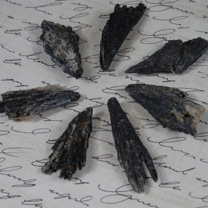 Black kyanite crystal fans/clusters