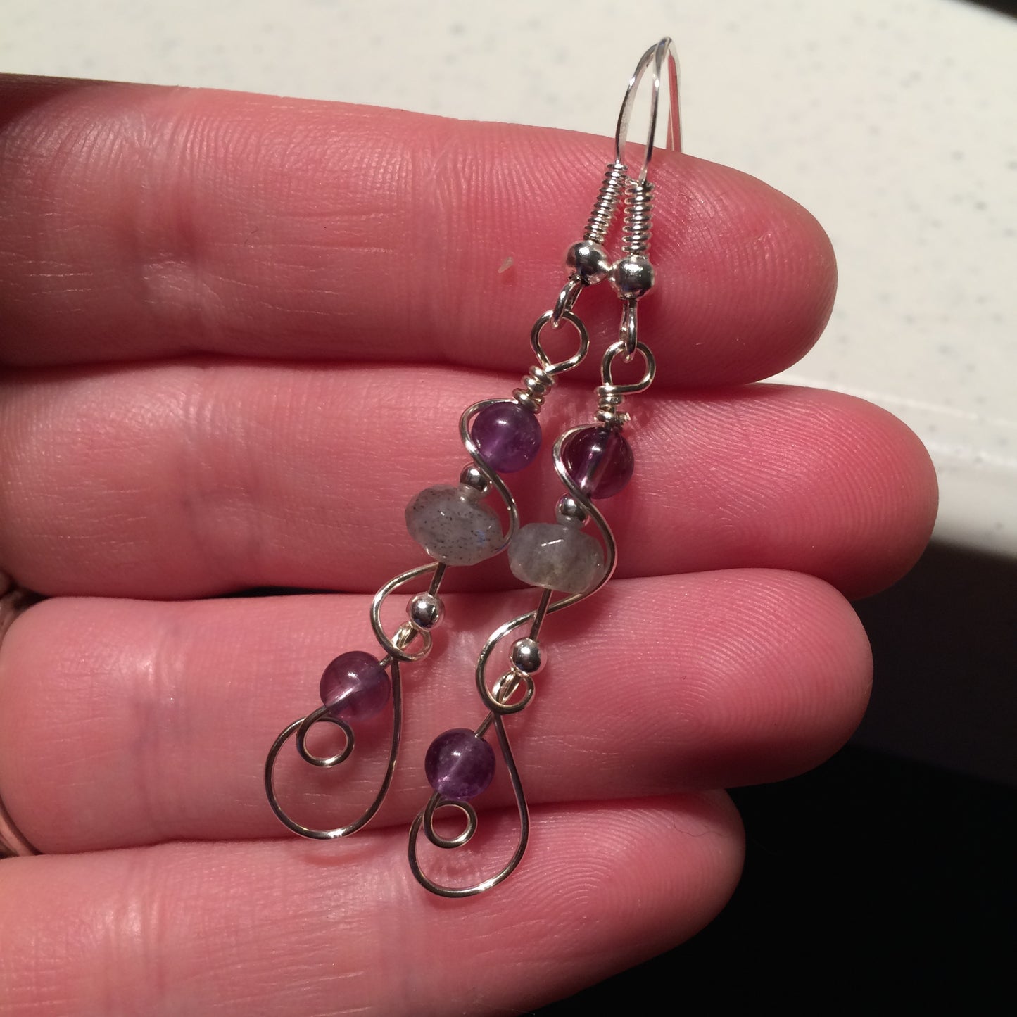 Amethyst and Labradorite earrings for IG