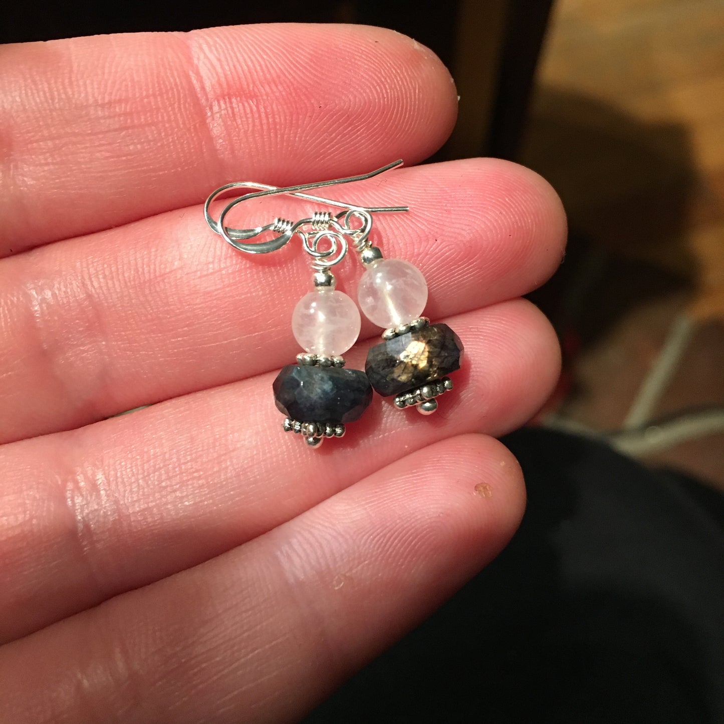 Custom labradorite pendant & earrings