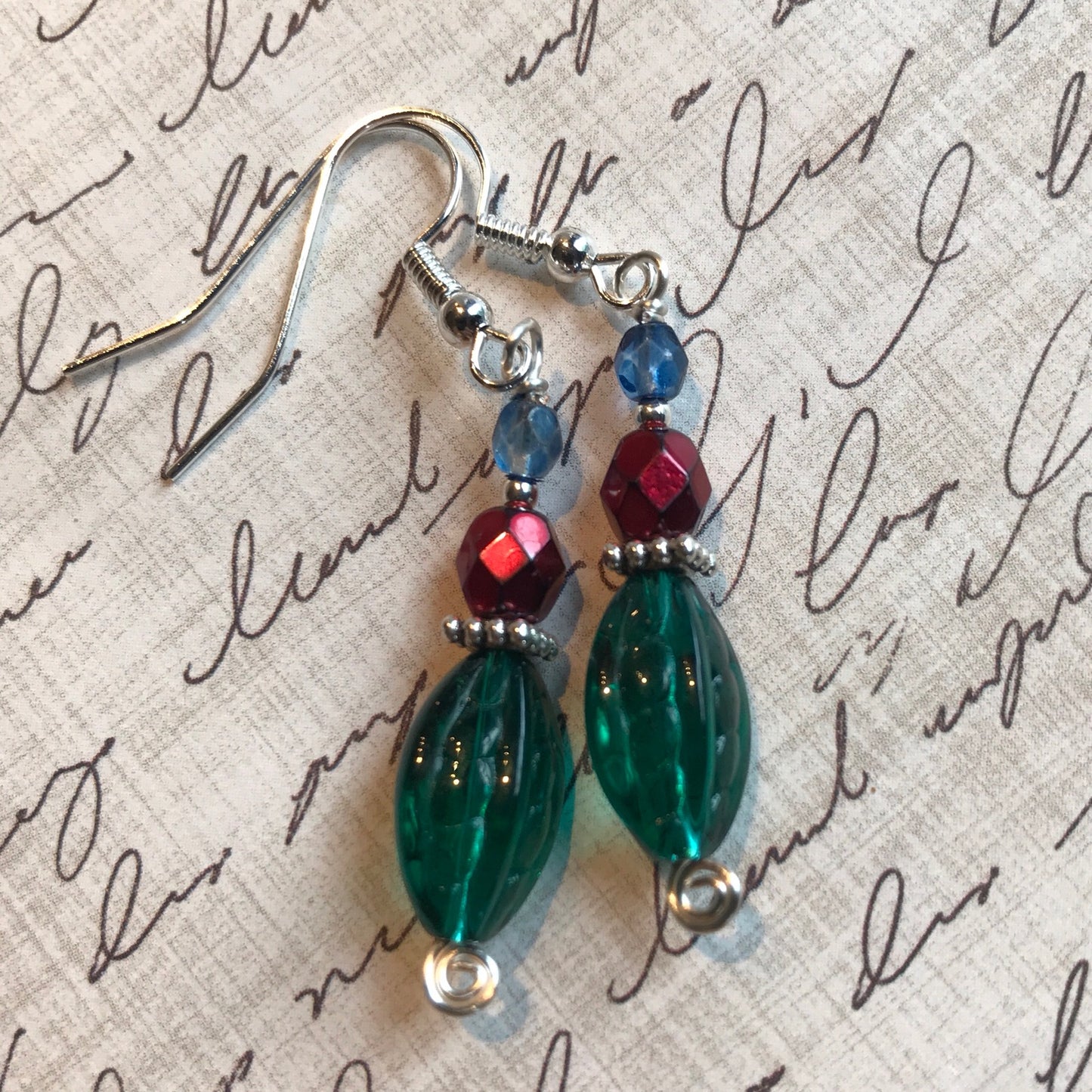 Tiny Evil Genius Earrings: green/red/blue