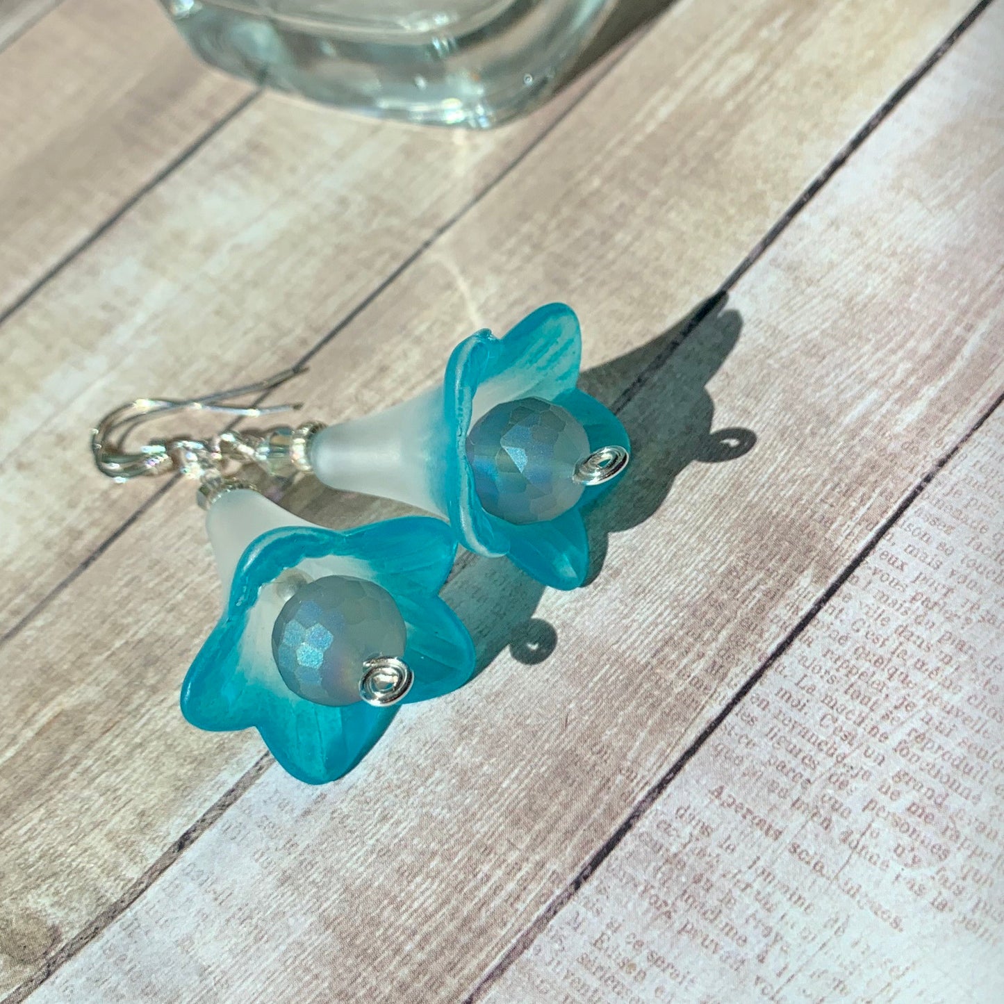 Tiny Evil Genius Earrings: teal and silver