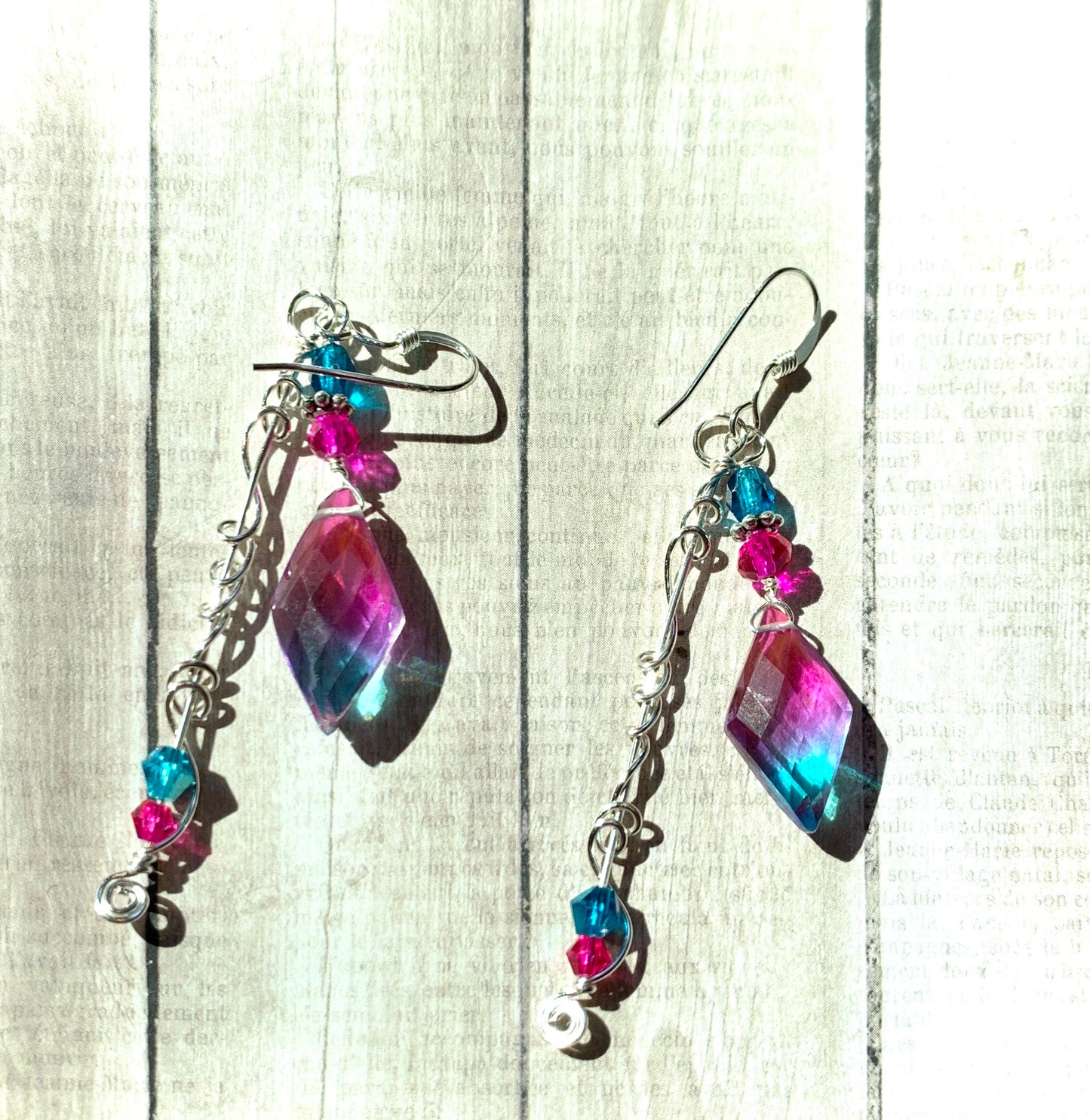 Tiny Evil Genius Earrings: pink and blue