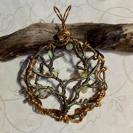 Barren Trees - opal and brass