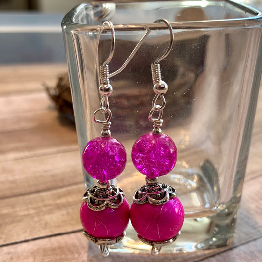 Tiny Evil Genius Earrings: REALLY PINK