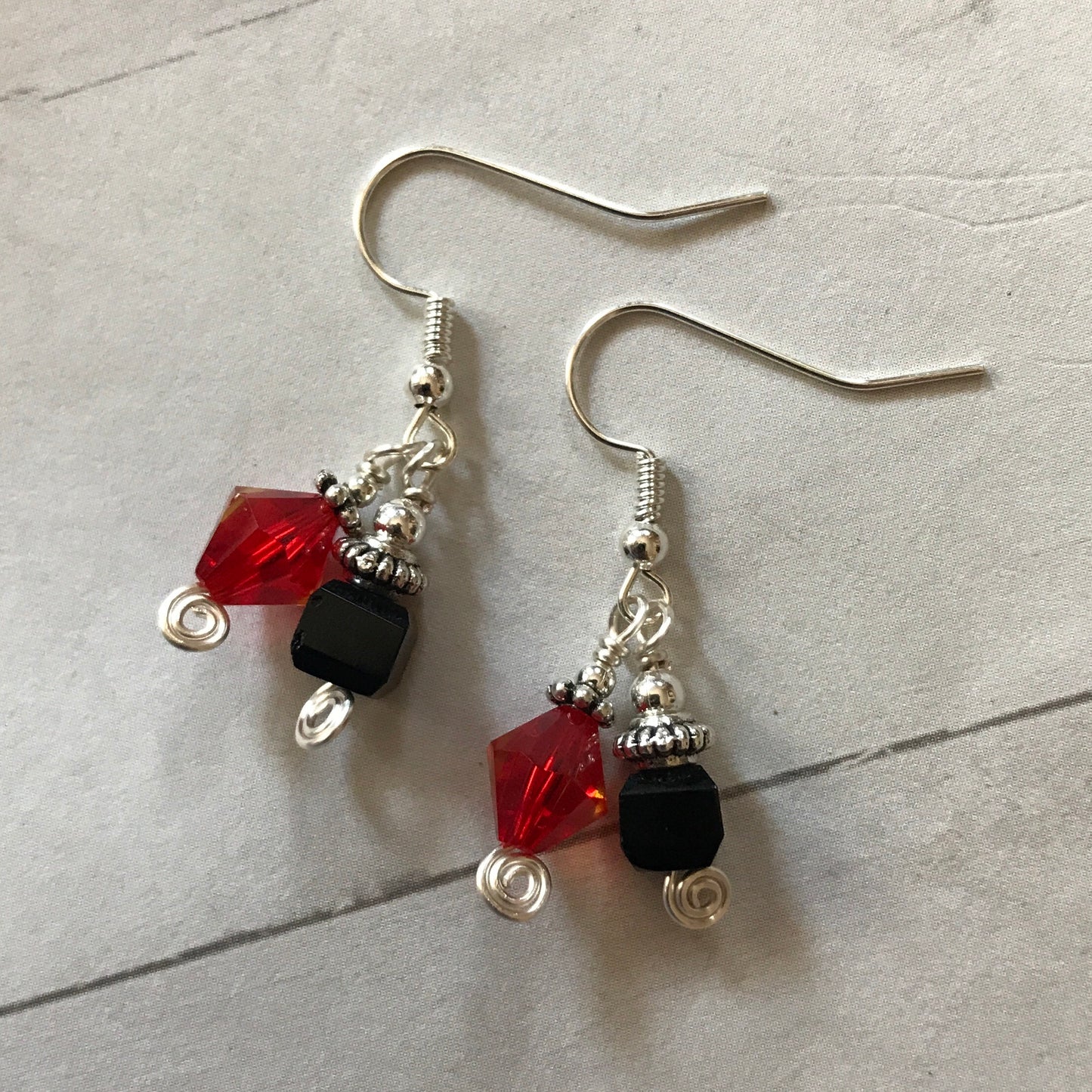 Tiny Evil Genius Earrings: red and black