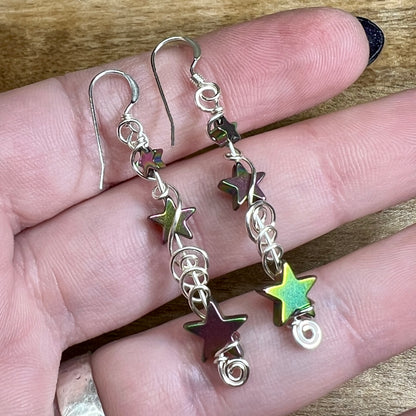 Skylit earrings - green/pink