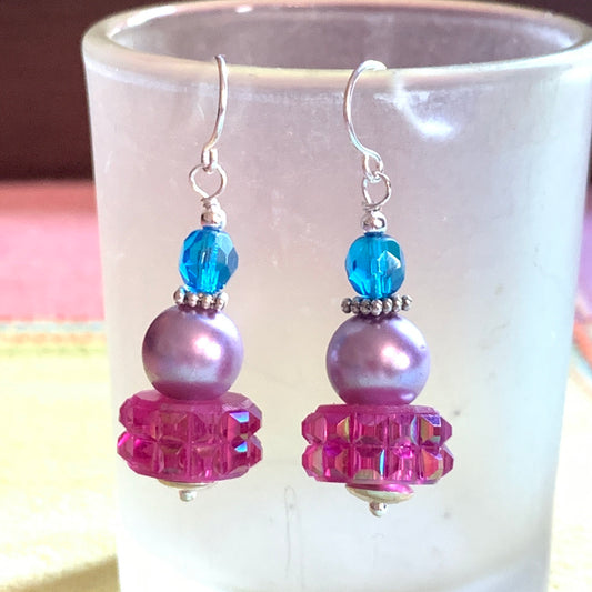 Tiny Evil Genius Earrings: blue fire