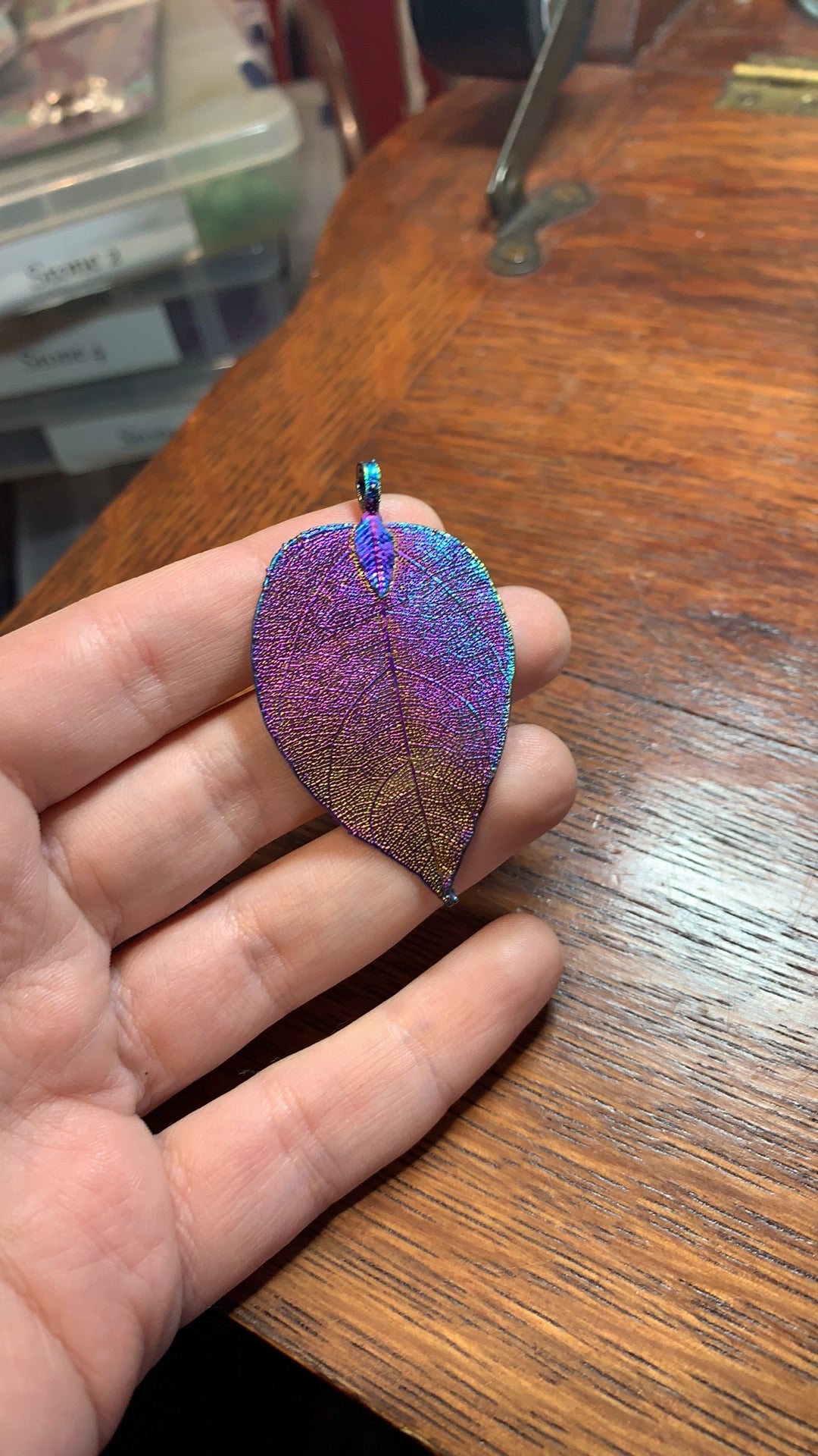 Leaf pendant and boulder opal earrings