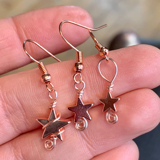 Tiny Trio: rose-gold hematite stars