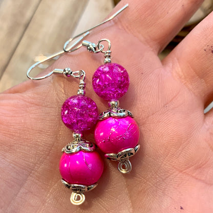 Tiny Evil Genius Earrings: REALLY PINK