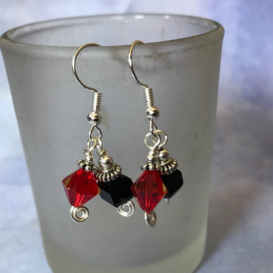 Tiny Evil Genius Earrings: red and black