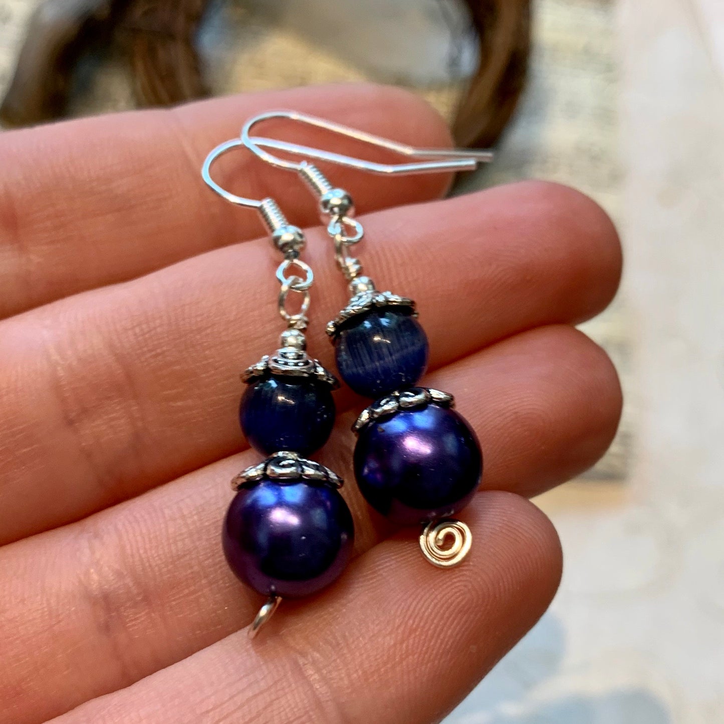 Tiny Evil Genius Earrings: purple shimmer