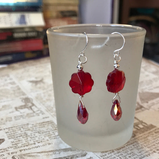 Tiny Evil Genius Earrings: red flowers