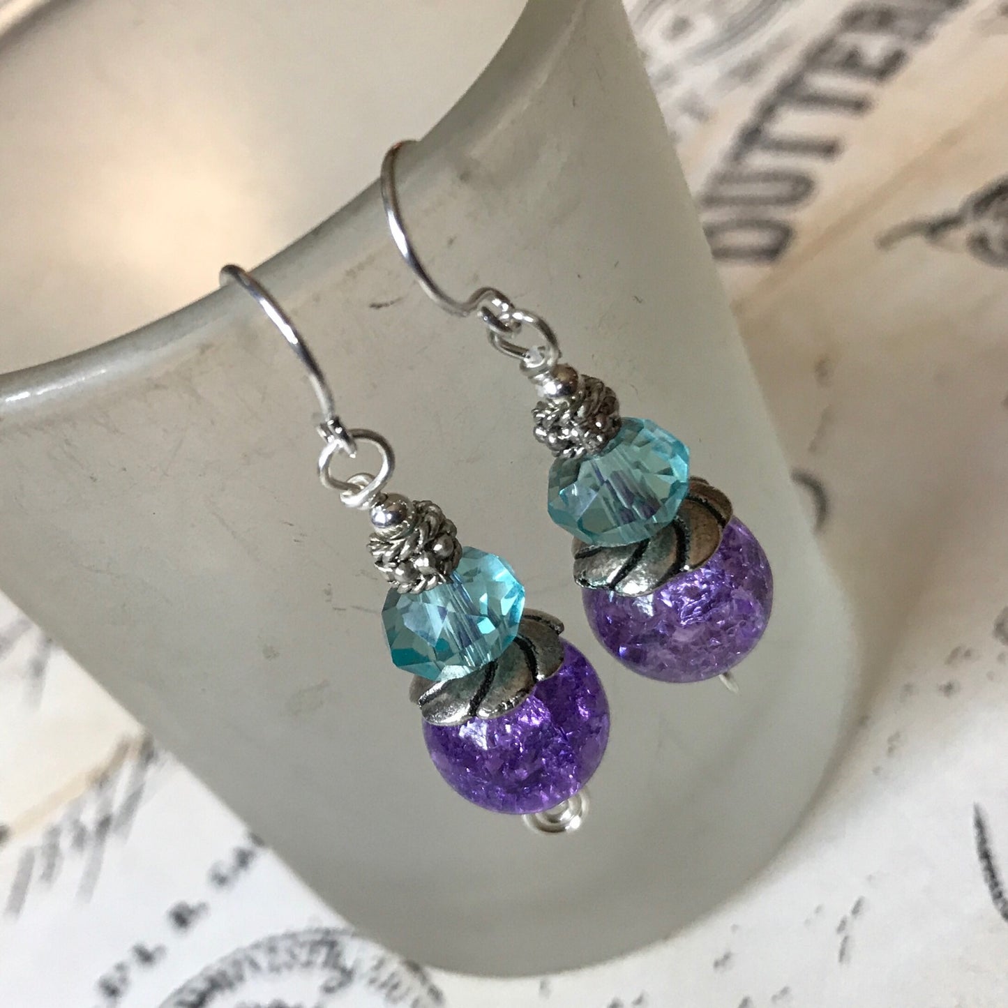 Tiny Evil Genius Earrings: blue & purple
