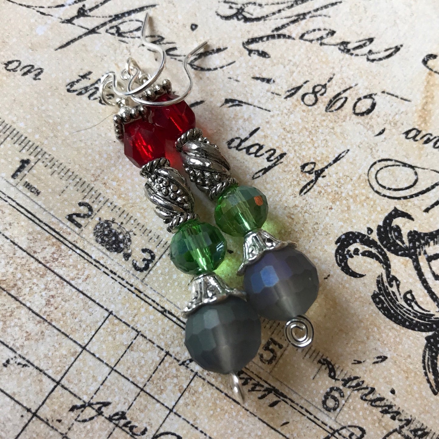Tiny Evil Genius Earrings: red & green