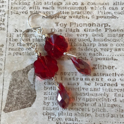 Tiny Evil Genius Earrings: red flowers